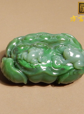 老坑方言多子多福阳绿碧玉手把件