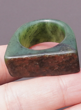 方言新疆和田籽料碧玉黄沁皮扳指