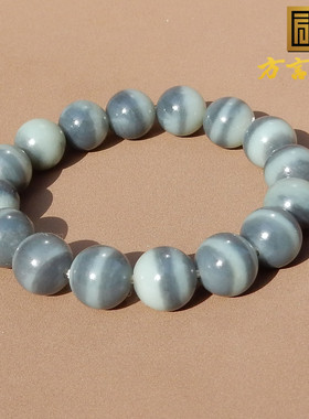 放漏方言和田玉精品新疆温润意境一线天青花籽料卡12mm圆珠手串R5