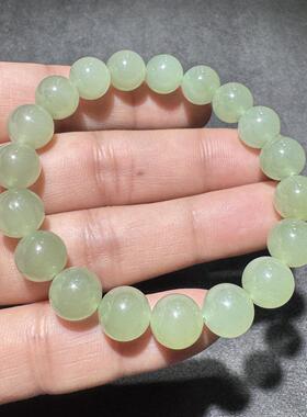 福利价方言和田玉精品老坑青海料高冰起荧光湖水绿10mm手串手链S6