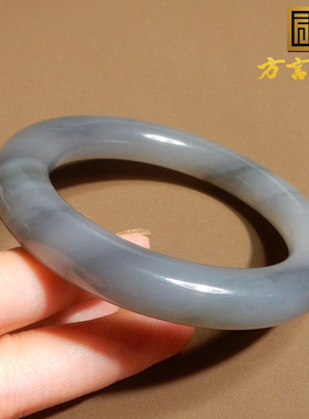 方言青海老坑罕见雾霾蓝56mm手镯