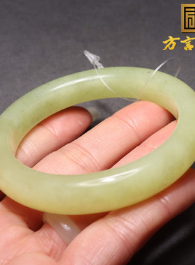 方言精品和田玉佩戴新疆老熟且末料黄口带墨点内径57mm正装手镯O2