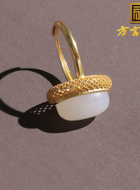 嗨翻天方言和田玉精品温润细腻俄料羊脂白玉设计款银镶玉戒指O