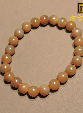 惊呆了方言品牌和田玉精品佩戴新疆且末糖玉卡 8mm圆珠手串手链h0