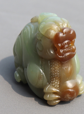 方言和田玉糖青黄口貔貅把件