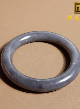 美美哒方言和田玉放漏款青海烟紫帝王紫温润细腻卡58mm正圈手镯A2