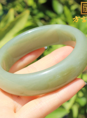 方言和田玉精品新疆油润细腻且末蓝带糖内径55mm宽版厚装手镯A5