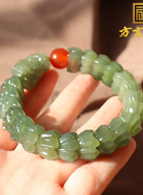 青海湖水绿牛油果色豪华龙骨手串