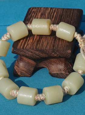 方言且末淡黄口料老光工艺桶手串