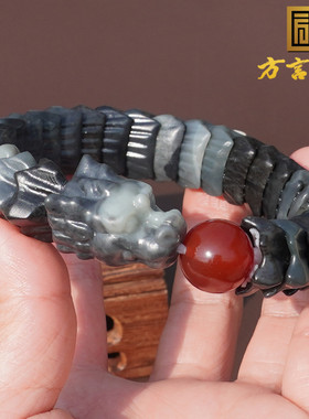 方言和田玉特色青花意境聚墨手串