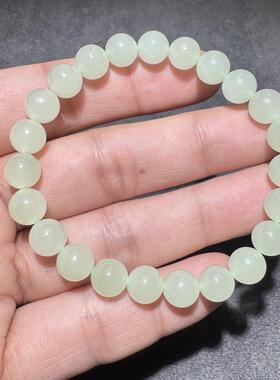 放大漏方言和田玉精品老坑青海高冰起荧光晴水8mm圆珠手串手链S6