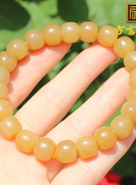 方言和田玉新疆且末料油润细腻高脂黄金糖玉10mm老型珠手串手链A6