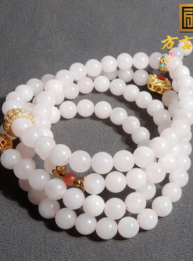 青海老料藕粉圆珠细油润8mm手链