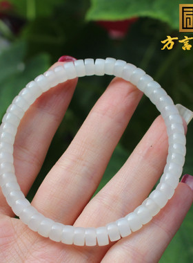 新疆且末羊脂白玉卡6mm药片手串
