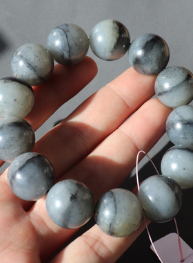 方言和田玉青花籽料一线天手链