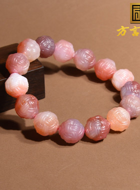 方言和田玉精品佩戴级温润细腻多彩盐源玛瑙圆珠卡13mm手串手链A2