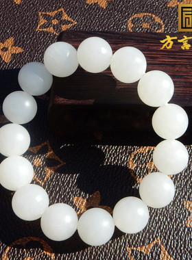 俄罗斯羊脂白玉14mm圆珠单圈手串