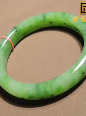 方言品牌和田玉精品乌兰海猕猴桃果绿色碧玉内径卡60mm正装手镯R2