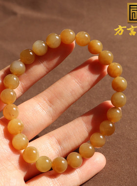 新疆且末高脂黄糖玉8mm圆珠手串