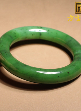 美美哒方言特色精品俄料老坑碧玉辣绿色高油润内径54mm圆条手镯A5