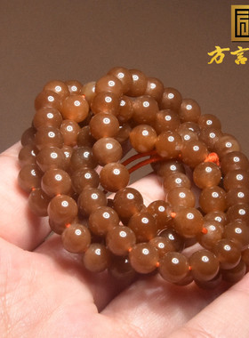 亏麻了方言和田玉新疆且末料红糖冰透6mm108精美项链多圈手链A1