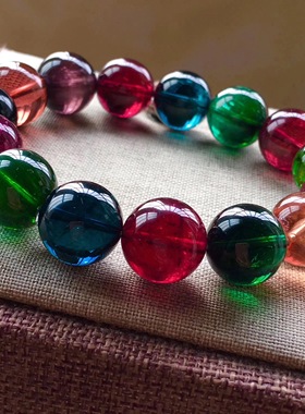 碧玺女士西瓜玻璃体老矿料手串