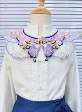 热卖款红色马面裙汉服假领子女装童装搭配古风云肩中式连衣裙领花