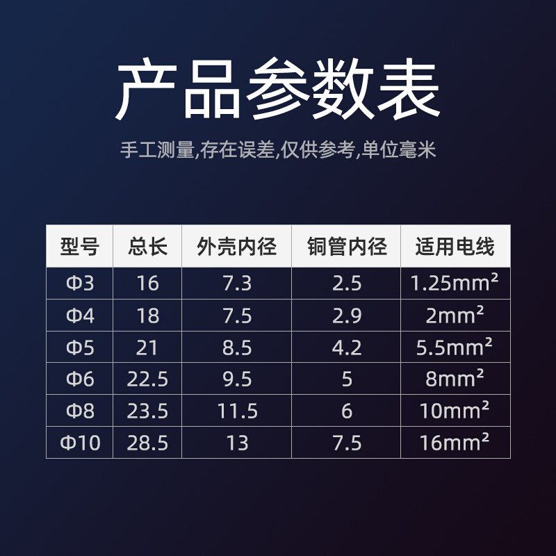 闭端子压线帽4*2.5封闭式电线短接接线端子奶嘴头接线端子1000只