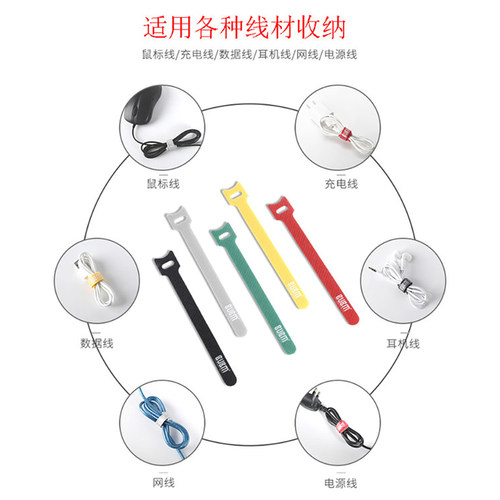 BUBM 电线收纳扣电脑数据线理线带魔术贴捆扎绑线带耳机数据充自粘式网线机箱电源整理固定集线器缠绕束线带 - 图0