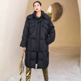 Длинный зимний пуховик, утепленная бархатная куртка, длина макси, в корейском стиле, утиный пух