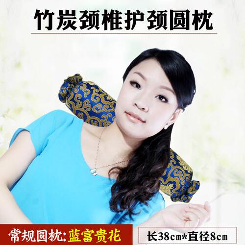 竹炭颈椎枕头圆柱形颈肩糖果枕单人呵护脊椎睡眠护颈枕硬枕芯圆枕 - 图1