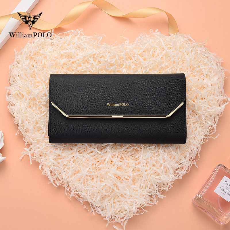 英皇保罗夏真皮长款多功能卡包钱包 williampolo美第奇钱包