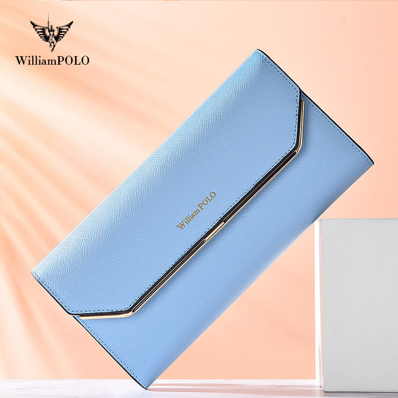 英皇保罗夏真皮长款多功能卡包钱包 williampolo美第奇钱包