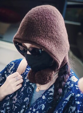 倪妮同款100％圈圈羊毛毛球巴拉克法帽女显脸小25秋冬保暖针织帽
