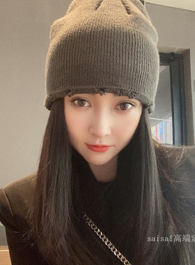 网红同款高级灰破洞百搭风帽子