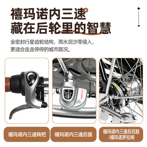 凤凰经典复古二六大杠26寸老款式自行车内三速变速成人脚踏车怀旧 - 图0