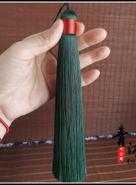 原创手工半成品挂包墨绿色流苏穗