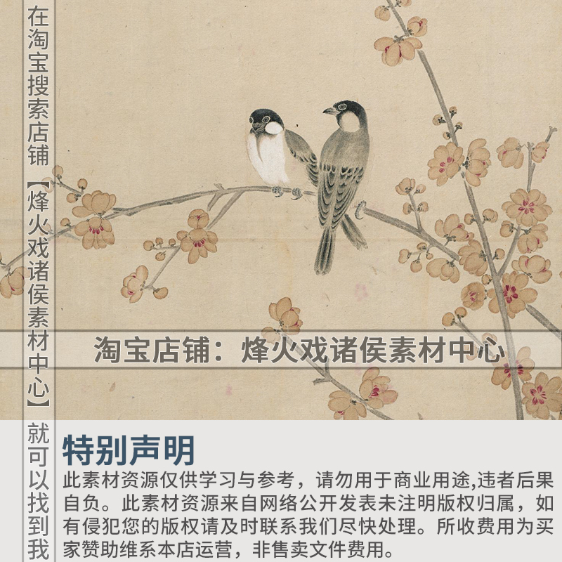 清朝代佚名工笔花鸟图册国画高清图片电子版美术绘画装饰临摹素材-图1