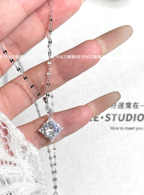 s999纯银八芒星项链女轻奢小众设计感闪钻吊坠送女生闺蜜生日礼物