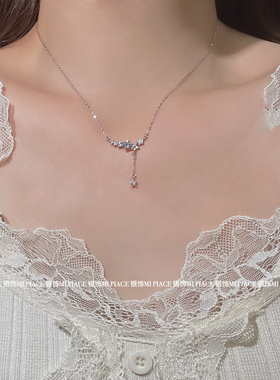 s999纯银流苏星点项链女轻奢小众高级感锁骨链送女友情人节礼物