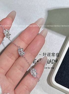 s999纯银Hellokitty猫咪手链女轻奢小众设计感送女生闺蜜生日礼物