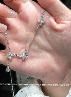 s999纯银流苏蝴蝶项链女轻奢小众高级感设计送女生闺蜜生日礼物