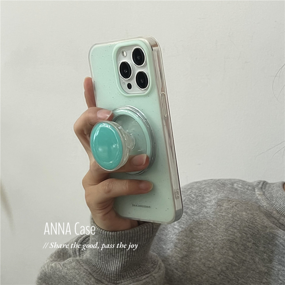 ANNACASE韩国ins淡绿泼墨撞色磁吸支架手机壳适用iPhone15pro新款16promax苹果13pro全包12防摔保护套14软壳 - 图2