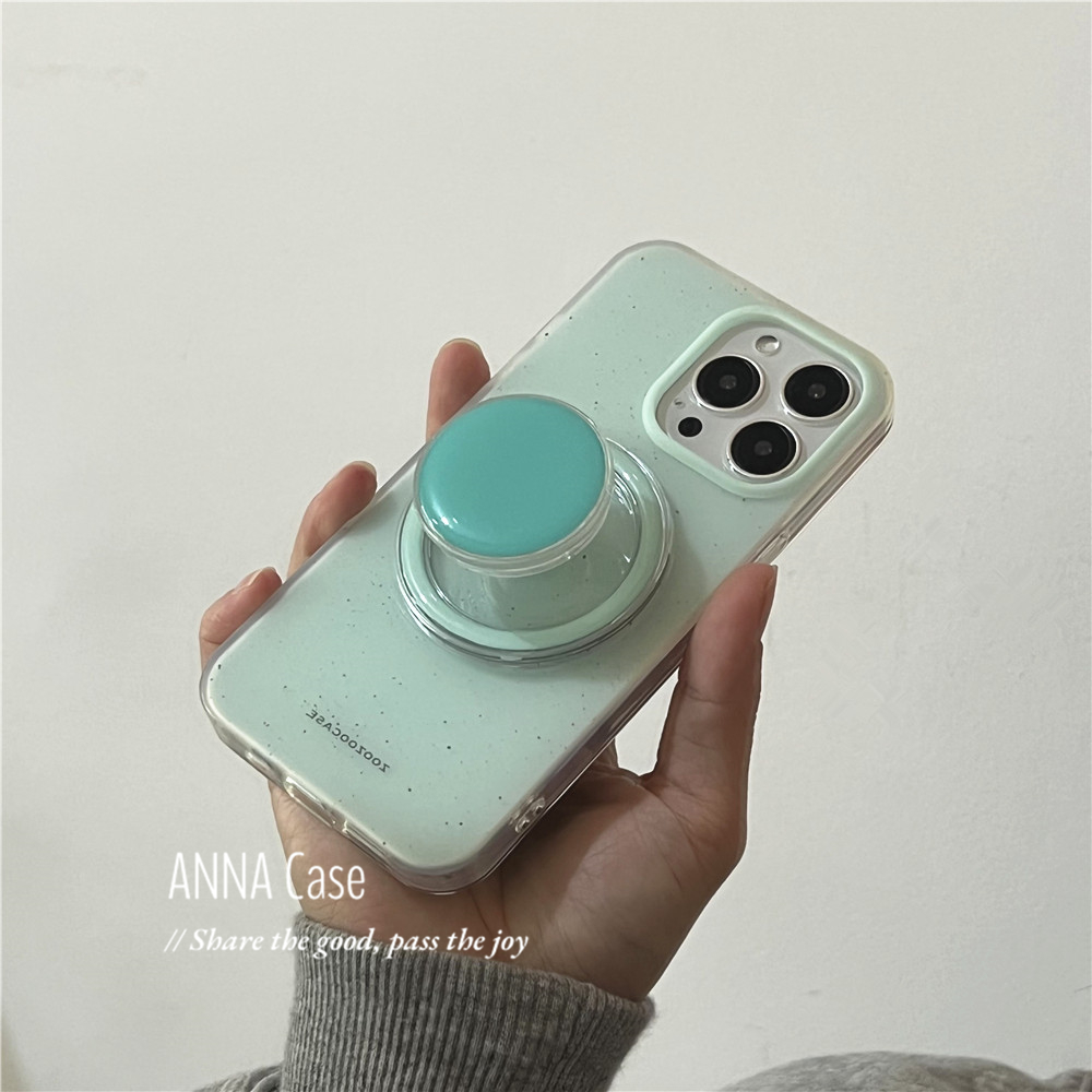 ANNACASE韩国ins淡绿泼墨撞色磁吸支架手机壳适用iPhone15pro新款16promax苹果13pro全包12防摔保护套14软壳 - 图3