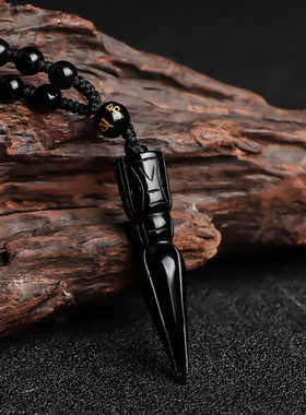 黑曜石金刚杵复古吊坠