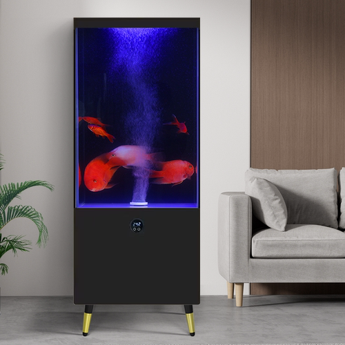 2025新款立式鱼缸客厅落地一体带柜中型超白玻璃底过滤制氧一体机 - 图1