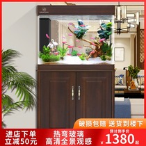 Fish tank living room landing large household water family box on the filter integrated screen ecological bottom filter cylinder custom large dragon fish tank