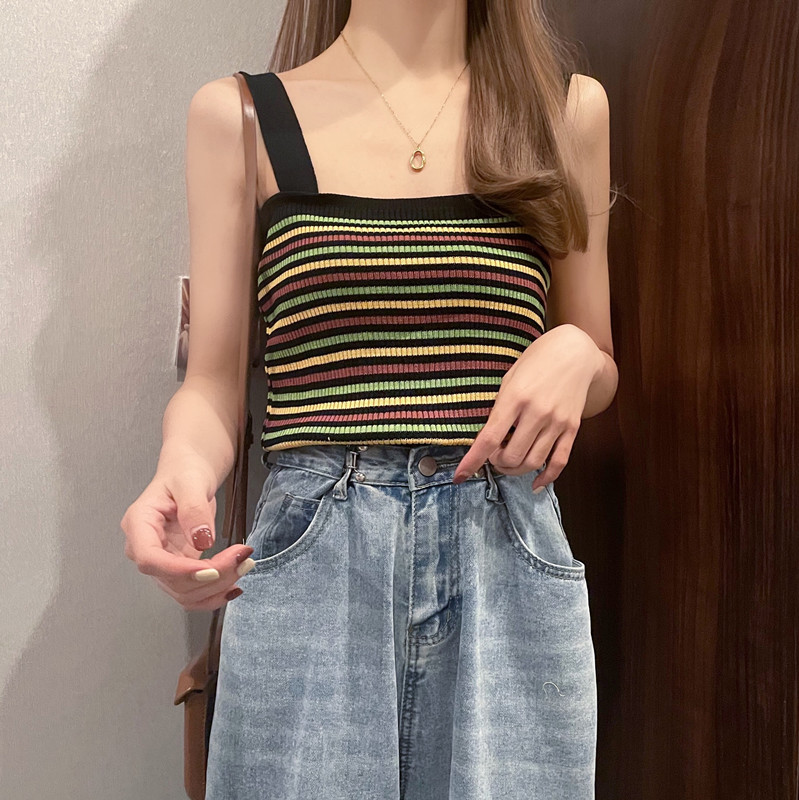 夏季韩版新款针织条纹背心女