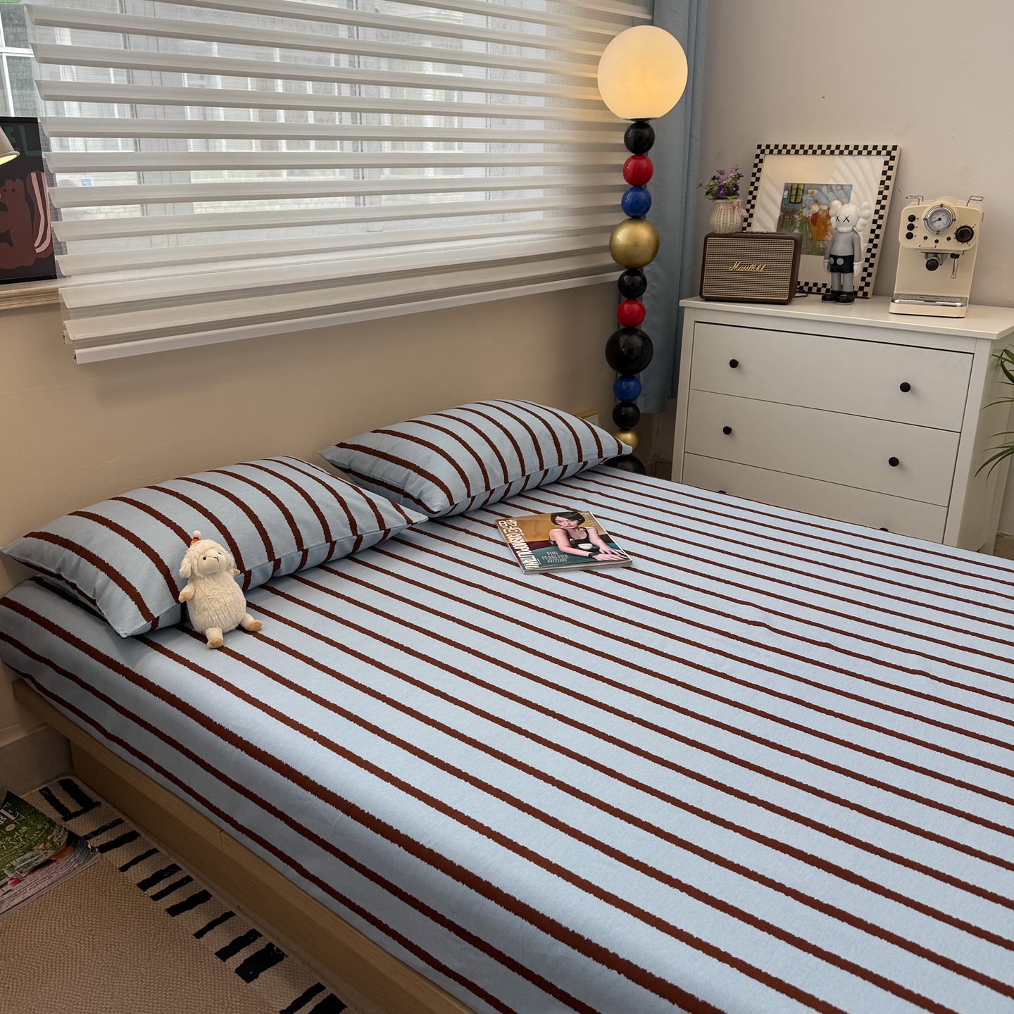 ins条纹风磨毛床单单件纯棉100全棉2025秋冬新款单人被单三件套3 - 图2