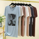 New Modal ຄໍ V ແຂນສັ້ນຂອງແມ່ຍິງ summer ຍາວ T-shirt dress ວ່າງເທິງກາງ, dress over-length